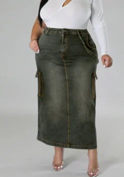 Plus Size Women Denim Strap Slit Skirt -Plus Size Dresses Shop a5a736fd8be1e9e1
