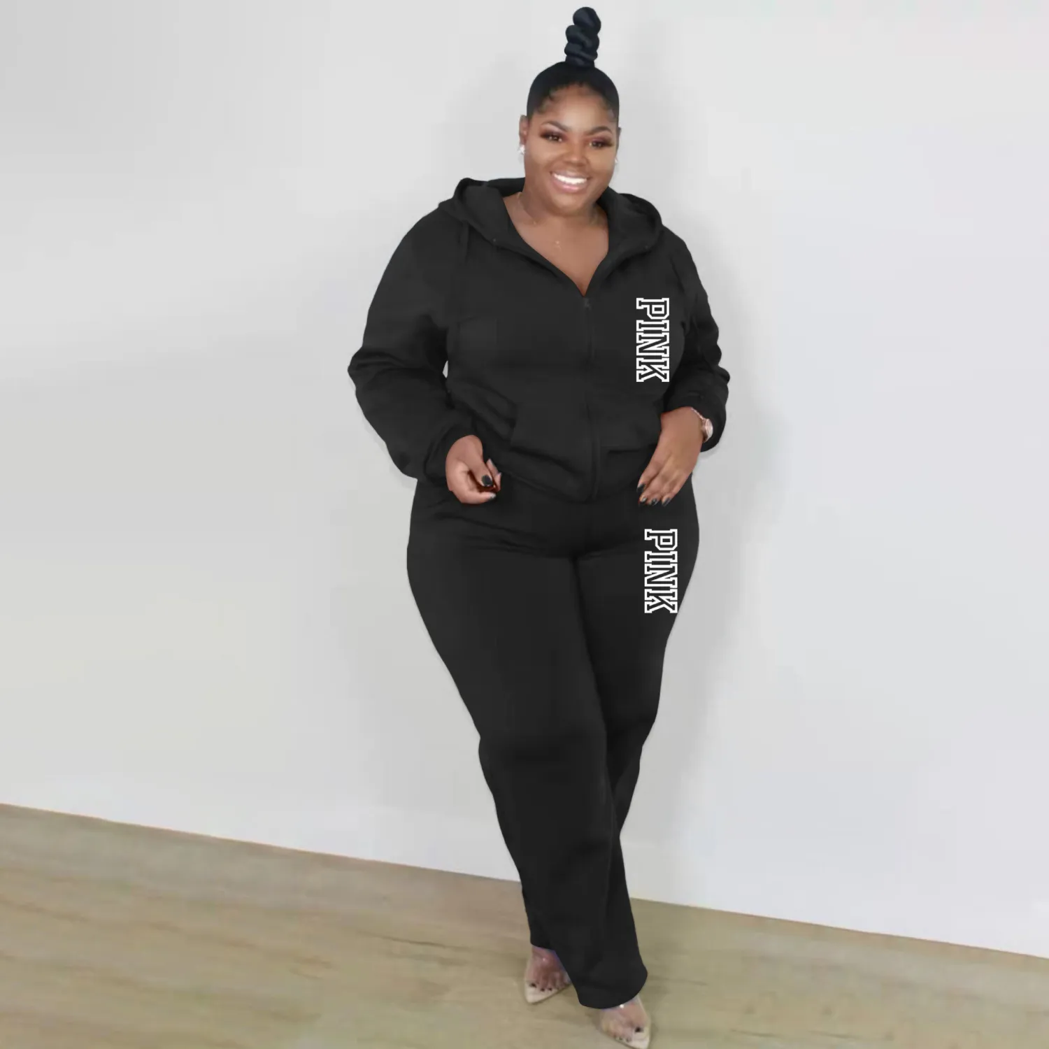 Plus Size Women Casual Solid Hoodies And Pant Two-piece Set 12 Plus Size Women Casual Solid Hoodies And Pant Two-piece Set - Image 10