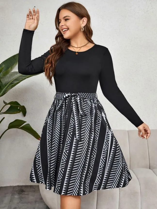 Autumn And Winter Round Neck Long-Sleeved Bow Tie Dress 6 Autumn And Winter Round Neck Long-Sleeved Bow Tie Dress - Image 4