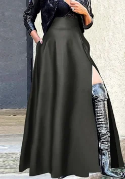 Plus Size Women Pu-Leather Zipper Slit Skirt -Plus Size Dresses Shop a695fcfc58b16c4e