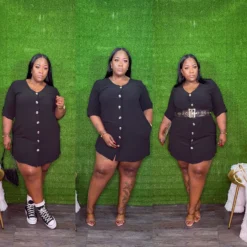 Plus Size Women Solid Loose Pocket Dress -Plus Size Dresses Shop a6b5bc776e4b0aad