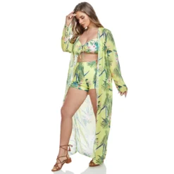 Plus Size Women Bikini Print Beach Sun Protection Top Top Swimwear Three-Piece -Plus Size Dresses Shop a6ed8f904b504d54