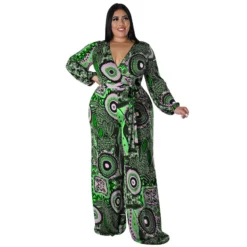 Plus Size Women Fall Print Long Sleeve Jumpsuit -Plus Size Dresses Shop a749c0a6431b0c36