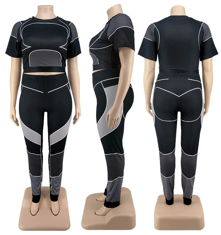 Plus Size Women's Sports Tight Fitting Yoga Two Piece Pants Set 7 Plus Size Women's Sports Tight Fitting Yoga Two Piece Pants Set - Image 5