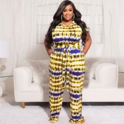 Plus Size Women Printed Top And Pant Casual Two-Piece Set -Plus Size Dresses Shop a7a9a9efb1e5f68a