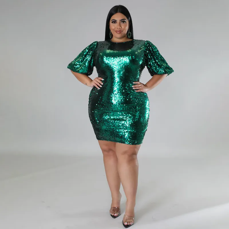 Plus Size Women's Winter Supplies Velvet Sequin Dress 12 Plus Size Women's Winter Supplies Velvet Sequin Dress - Image 10