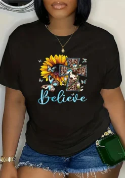 Fashion Style Trendy Pattern Printed Pattern Summer Plus Size Women's Short Sleeve T-Shirt -Plus Size Dresses Shop a845b05b233a2b1e