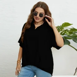 Women's Summer V Neck Slim Fit Half Sleeves Plus Size Top -Plus Size Dresses Shop a88f499b1e9b3647