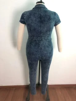 Fall Plus Size Front Zipped Denim Bodycon Jumpsuit -Plus Size Dresses Shop a95e1bd21ddaa60f