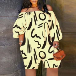 Sexy Casual Print Off Shoulder Plus Size Jumpsuit -Plus Size Dresses Shop a962f7160af5ae88