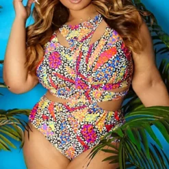 Plus Size Women Ethnic Print One-piece Swimwear -Plus Size Dresses Shop a9645675f8dc2367
