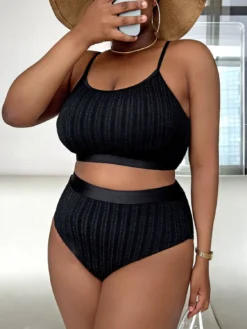 Plain Camisole Plus Size Sexy Bikini Swimsuit
