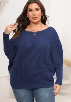 Women's Pullover Woven Sweater Plus Size Women's Autumn And Winter Bat Sleeves Loose Sweater -Plus Size Dresses Shop aa1b689cd71affb8