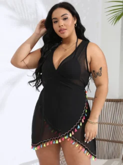 Plus Size Women Irregular Tassel Crossover Lace-Up Beach Skirt -Plus Size Dresses Shop aac12bfca02f6ba4