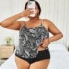 Print High Waist Two Piece Plus Size Tankini Swimsuit 1 Print High Waist Two Piece Plus Size Tankini Swimsuit -Plus Size Dresses Shop ab2825d21b884024
