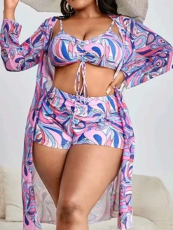 Women's Print Drawstring High Waisted Two Pieces Swimsuit Long Sleeve Blouse Plus Size Three-Piece Swimwear 17 Women's Print Drawstring High Waisted Two Pieces Swimsuit Long Sleeve Blouse Plus Size Three-Piece Swimwear -Plus Size Dresses Shop ab69cce17970ed58