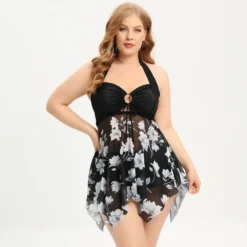 Plus Size Swimsuit Women'S Two Pieces Halter Swimming Dress Square Leg Swim Bottom Two Piece Set -Plus Size Dresses Shop ad138f36f06b8712