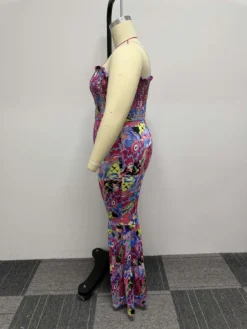 Sexy Print Plus Size Lace Jumpsuit Bell Bottom Pants -Plus Size Dresses Shop ad92cf18ae123a79