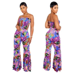 Sexy Print Plus Size Lace Jumpsuit Bell Bottom Pants -Plus Size Dresses Shop ad94e79484d1522f