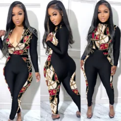 Plus Size Women Sexy Print Patchwork Jumpsuit -Plus Size Dresses Shop ada7314d28da14c1