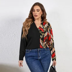 Women Loose Long Sleeves Printed Top -Plus Size Dresses Shop aded3fef0616e300