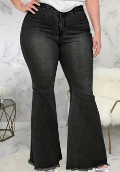 Plus Size Women Stretch Bell Bottom Denim Pants -Plus Size Dresses Shop ae38e864ef5a405f