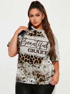 Women's Fashion Plus Size Casual Print Round Neck Short Sleeve T-Shirt -Plus Size Dresses Shop ae73b1de9c0ebafa