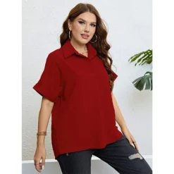 Women Summer Polo Collar Shirt -Plus Size Dresses Shop ae93e5df969420f9