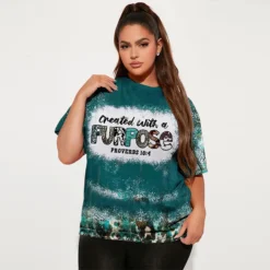 Women's Fashion Plus Size Casual Print Round Neck Short Sleeve T-Shirt -Plus Size Dresses Shop afa42017f40cc0da