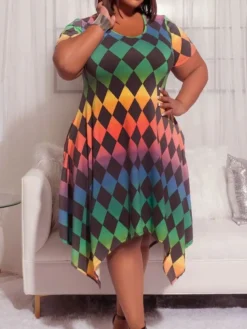 Plus Size Women Short Sleeve Round Neck Print Dress 16 Plus Size Women Short Sleeve Round Neck Print Dress -Plus Size Dresses Shop b02caebfafd0efa2