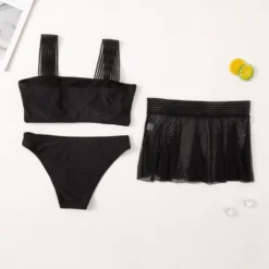 Plus Size Women Solid Sexy Tank Top + Mesh Skirt Swimwear Two-piece Set -Plus Size Dresses Shop b031472a3eb6ae7a