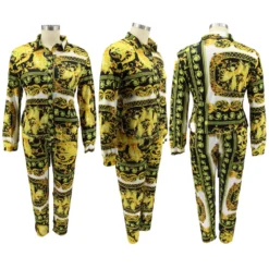 Plus Size Women Vintage Printed Long Sleeve Shirt + Pants Two-Piece Set -Plus Size Dresses Shop b087895c1a627c24