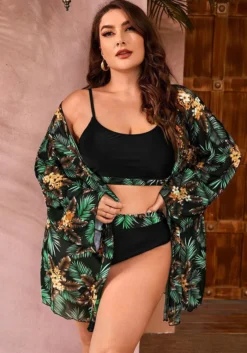 Plus Size Women Printed Mesh Beach Swimwear Three-Piece 12 Plus Size Women Printed Mesh Beach Swimwear Three-Piece -Plus Size Dresses Shop b0ce4e4748cd72a0
