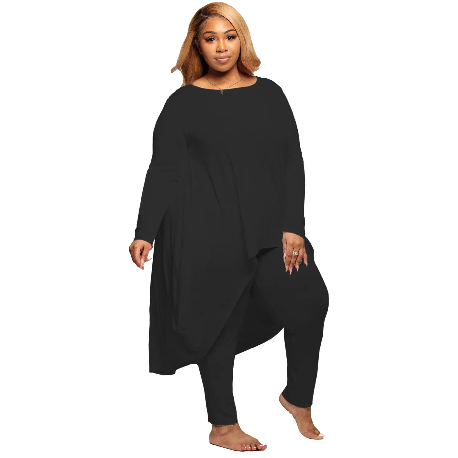 Women Fall/Winter Casual Irregular Long Sleeve Top+ Pants Two Piece Set 4 Women Fall/Winter Casual Irregular Long Sleeve Top+ Pants Two Piece Set - Image 2