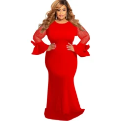 Women's Round Neck Long Sleeve Mesh Patchwork Maxi Dress Solid Plus Size Dress 25 Women's Round Neck Long Sleeve Mesh Patchwork Maxi Dress Solid Plus Size Dress -Plus Size Dresses Shop b2352895ba7f1f4d