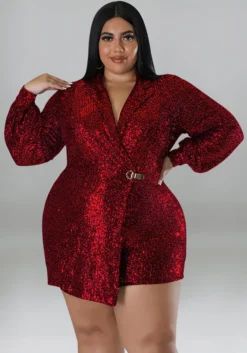 Plus Size Women's Sequin Cargo Rompers -Plus Size Dresses Shop b2aa002a944e1508