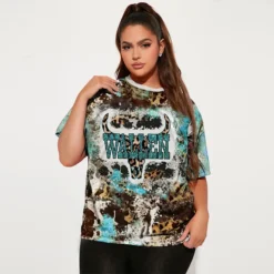 Women's Fashion Plus Size Casual Print Round Neck Short Sleeve T-Shirt -Plus Size Dresses Shop b312412d029d938d