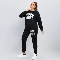 Women's Casual Sports Letter Print Long Sleeve Sweater Pants Set -Plus Size Dresses Shop b32d0a483c19a391
