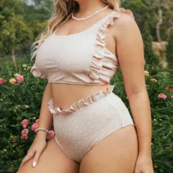 Polka Dot Print Ruffled Two Piece Plus Size Swimsuit 10 Polka Dot Print Ruffled Two Piece Plus Size Swimsuit -Plus Size Dresses Shop b34aedf6fb1f9917