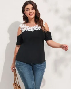 Women's T-shirt Summer Off-the-shoulder Short-sleeved Top -Plus Size Dresses Shop b4a1e16de8fc27d6