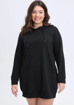 Plus Size Women's Solid Color Long Casual Hoodies -Plus Size Dresses Shop b544c1aa645ca5fd