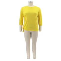 Summer Solid Color Round Neck Ladies T-Shirt Plus Size Irregular Long Sleeve Top -Plus Size Dresses Shop b5c7111a854b0ed3