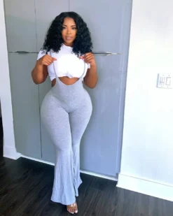 Plus Size Women Solid Casual Overalls