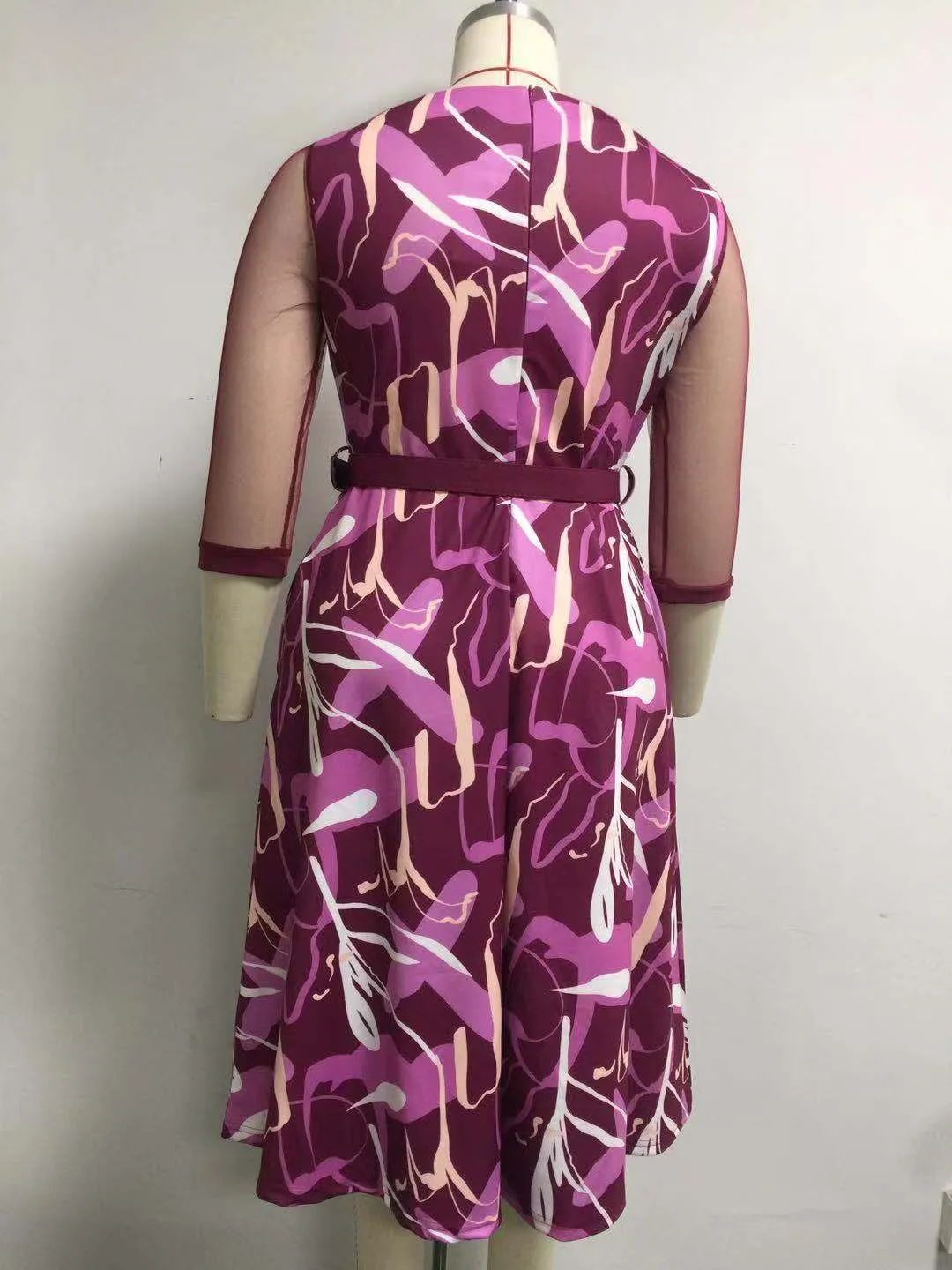 Women Africa Plus Size Round Neck 3/4 Sleeve Patchwork Print Dress 12 Women Africa Plus Size Round Neck 3/4 Sleeve Patchwork Print Dress - Image 10