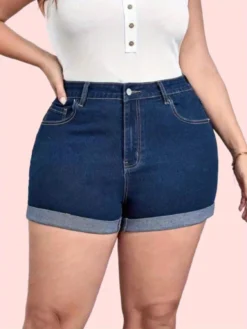 Women Summer Plus Size Stretch Denim Shorts -Plus Size Dresses Shop b6e888a16a7df5bb