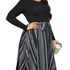 Autumn And Winter Round Neck Long-Sleeved Bow Tie Dress 12 Autumn And Winter Round Neck Long-Sleeved Bow Tie Dress -Plus Size Dresses Shop b781139f0f70486b