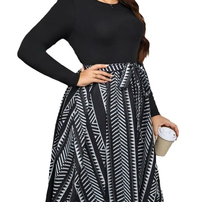 Autumn And Winter Round Neck Long-Sleeved Bow Tie Dress 5 Autumn And Winter Round Neck Long-Sleeved Bow Tie Dress - Image 3