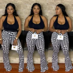 Plus Size Women Casual Geometric Print Bell Bottom Pants -Plus Size Dresses Shop b7e3ec798896b68b