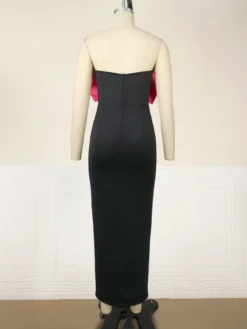 Contrast Bow Dress Sexy Strapless Sleeveless Formal Party Evening Dress -Plus Size Dresses Shop b7f23cfea42bb02d