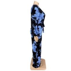 Plus Size Women Fall Print V-Neck Off Shoulder Jumpsuit -Plus Size Dresses Shop b80d07aef25637a3